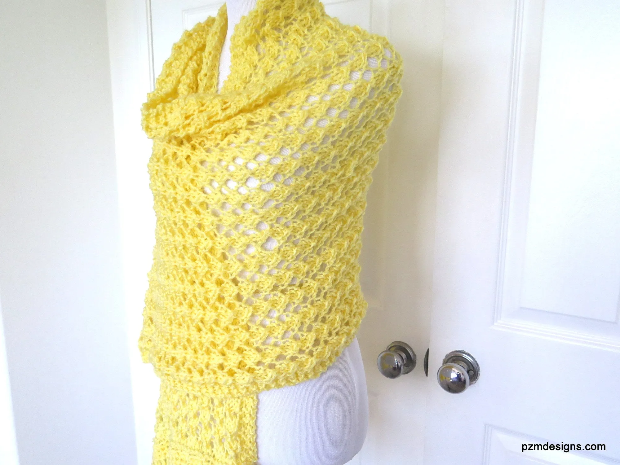 Yellow Lace Shawl, Hand Knit Prayer Shawl, Gift for Her