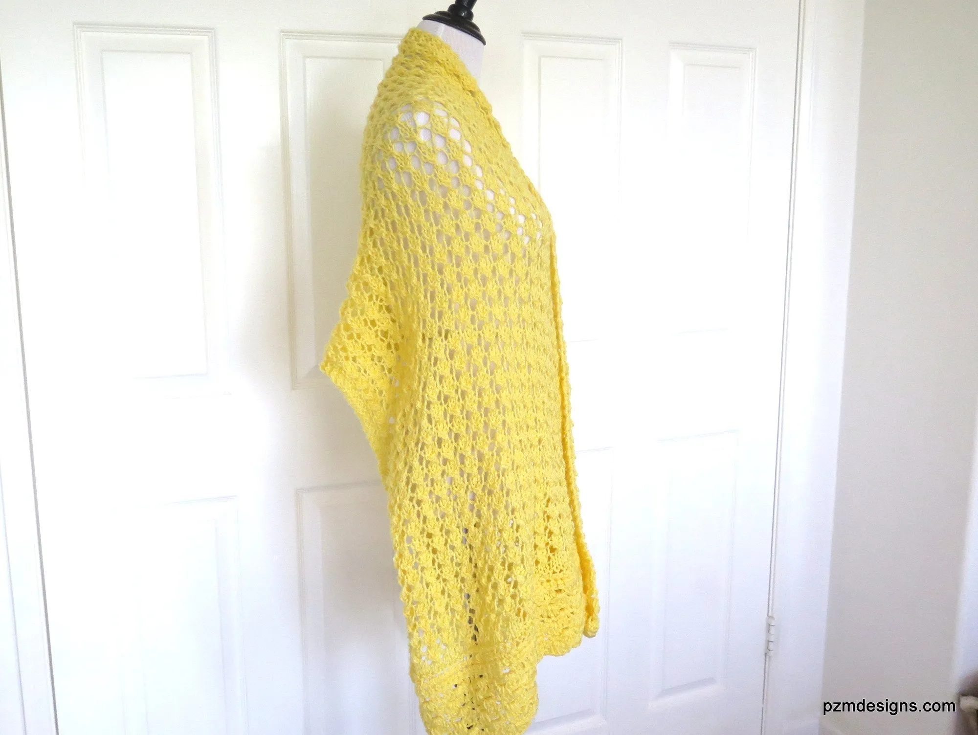 Yellow Lace Shawl, Hand Knit Prayer Shawl, Gift for Her