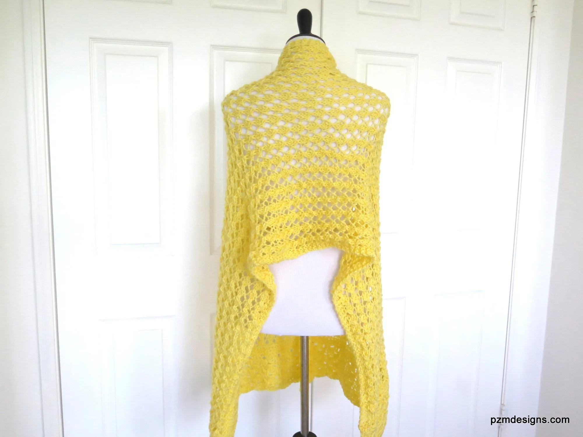 Yellow Lace Shawl, Hand Knit Prayer Shawl, Gift for Her