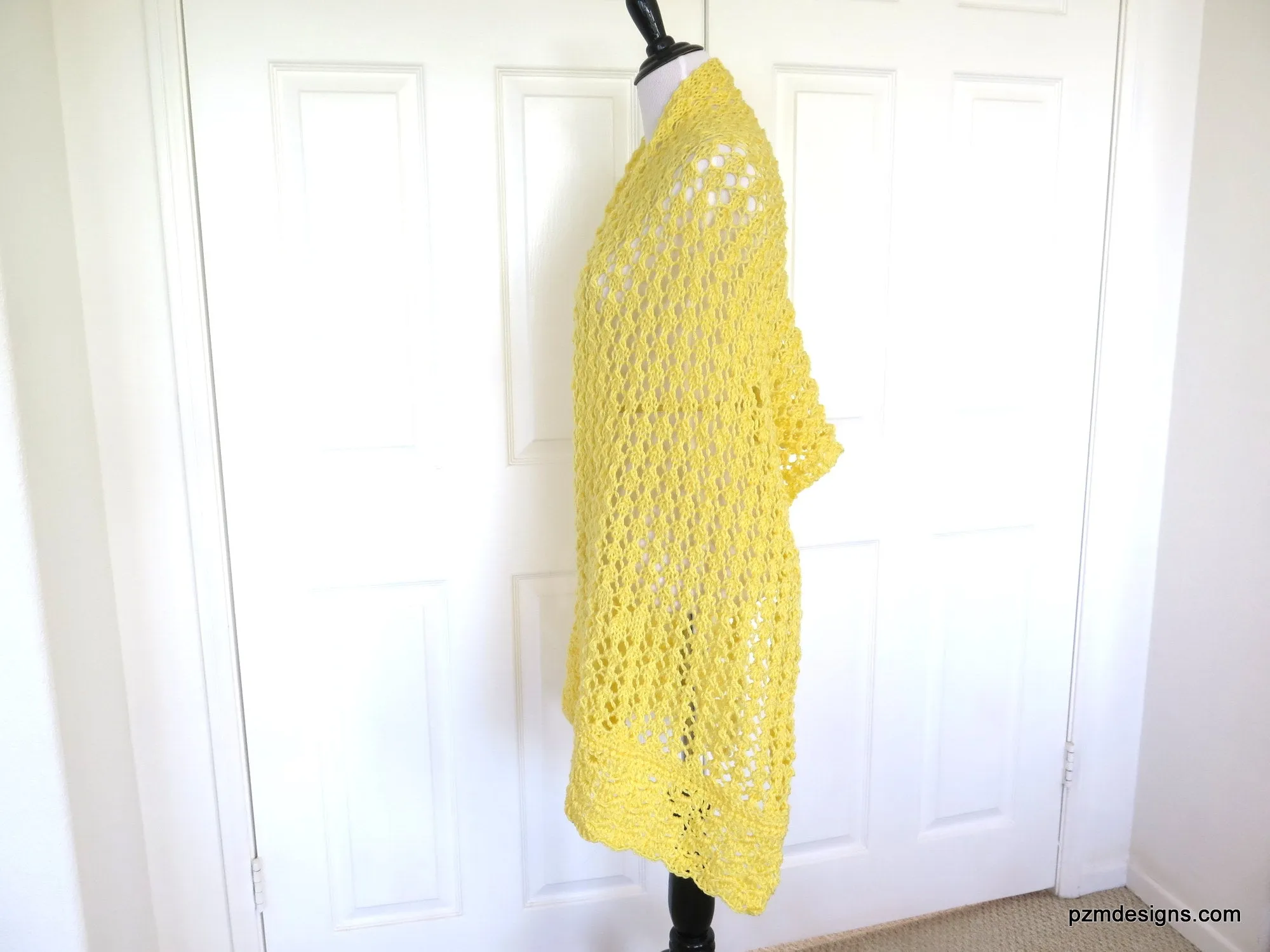 Yellow Lace Shawl, Hand Knit Prayer Shawl, Gift for Her