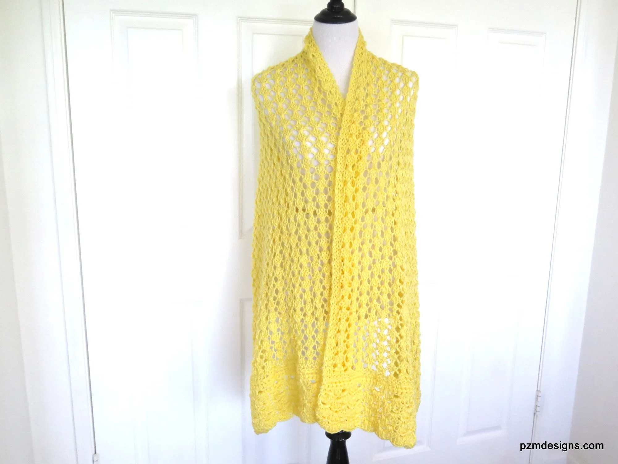 Yellow Lace Shawl, Hand Knit Prayer Shawl, Gift for Her