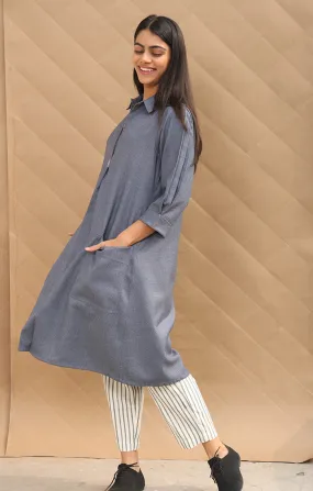 Yonder Blue Shift Wool Twill Tunic