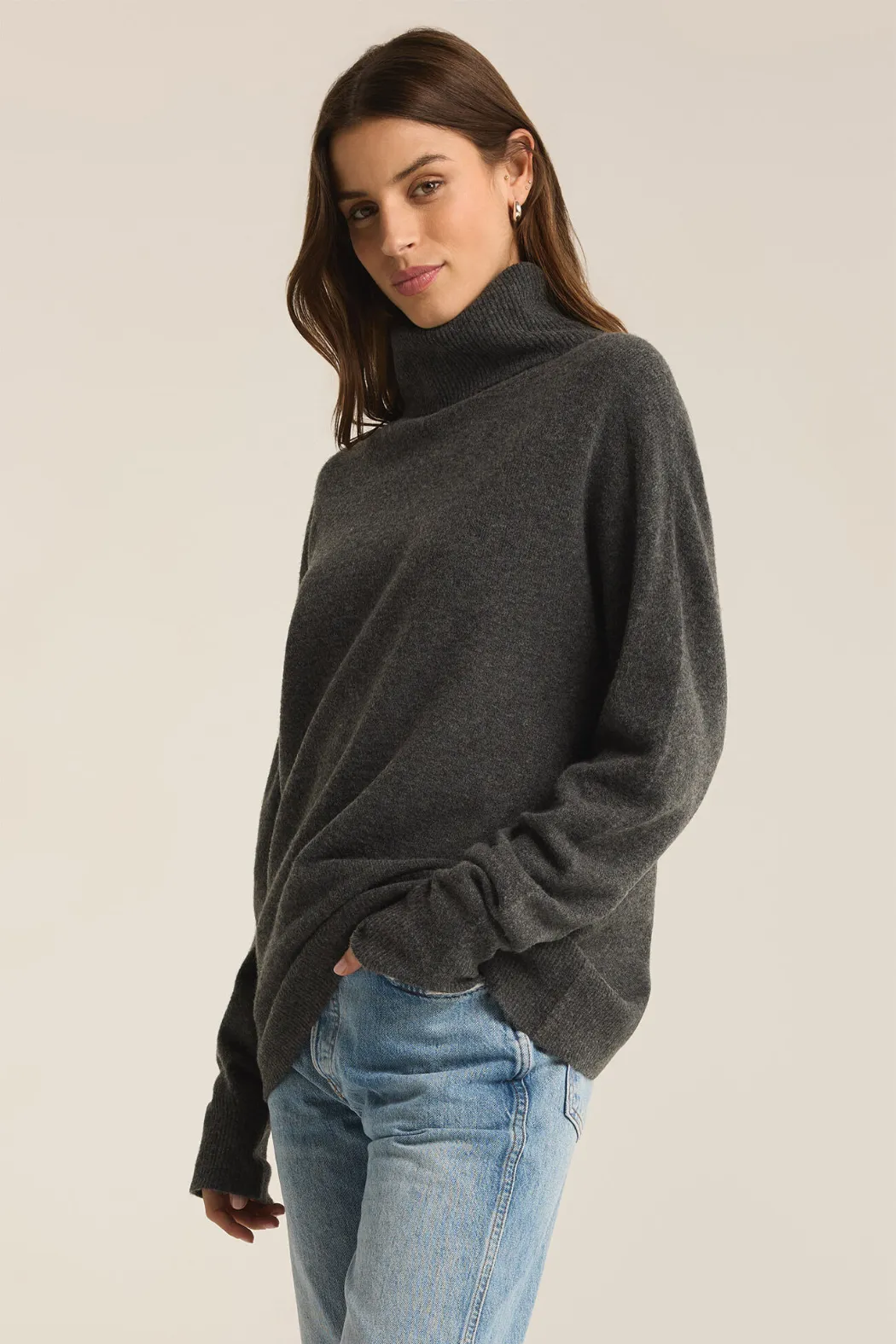 Z SUPPLY - RICHIE SWEATER CHARCOAL HEATHER